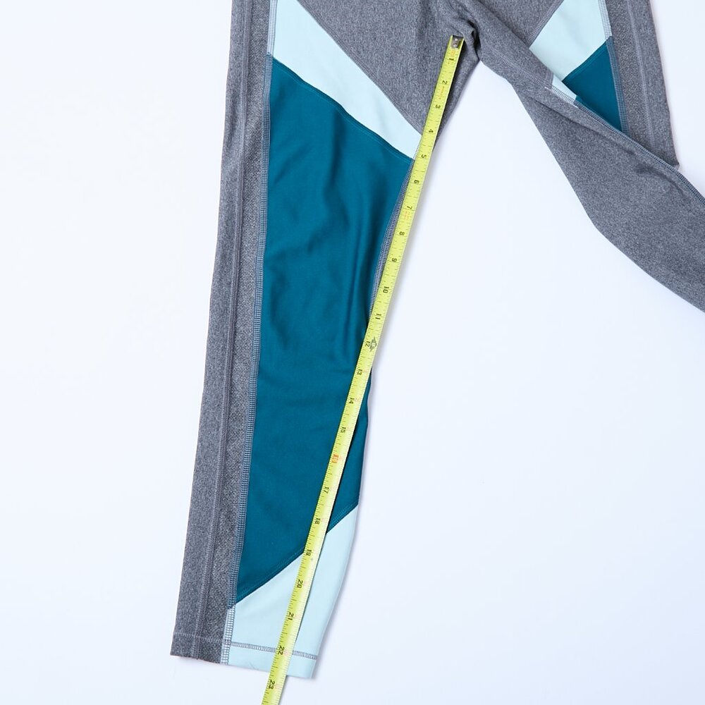 Under Armour Heatgear Compression Leggings Gray Turquoise Sea Green Medium - Picture 9 of 10